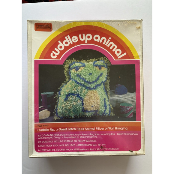 MCG Textiles Other - VTG Cuddle Up Latch Hook Kit Frog #9206 Size 13" X14” Stuffed Animal Granny